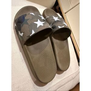 Valentino Garavani Youth Boys Star Print Camo Pool Dlidse Sandals Green Size 37